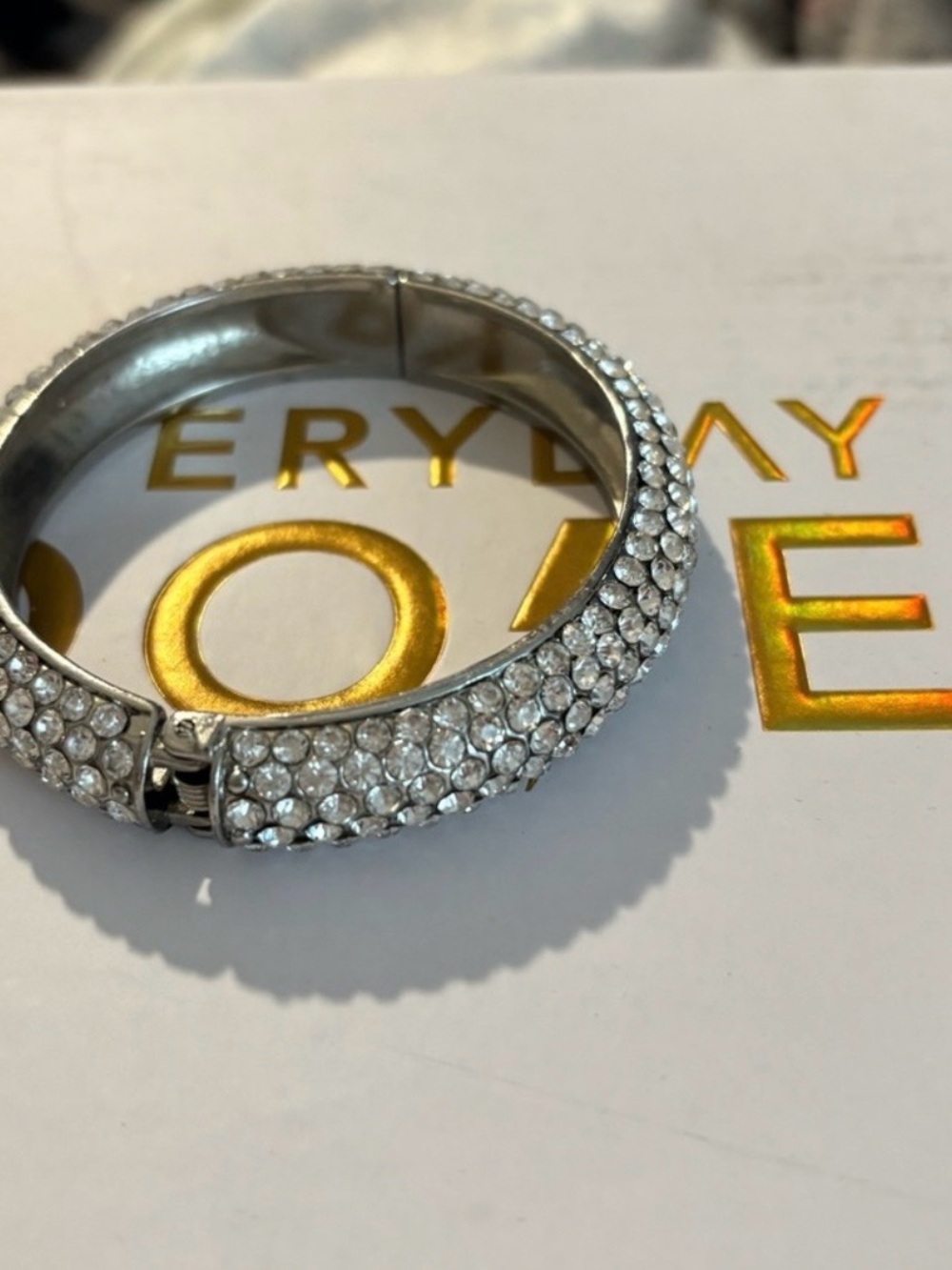 Crystal Pavé Statement Bangle – Multi-Row Rhinestone Bracelet - Picture 4 of 4